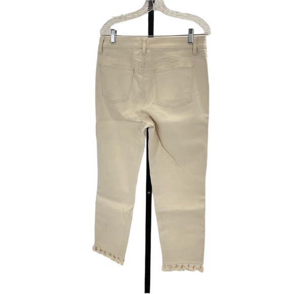 NWOT Talbots Tassel Crop Denim Pants 10 Cream - Picture 6 of 16